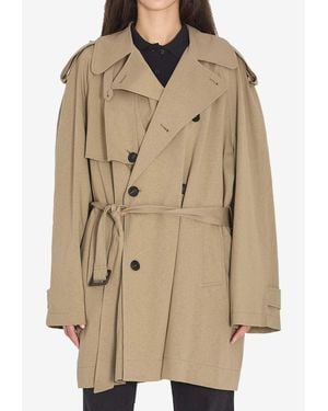 Balenciaga Short Cocoon Trench Coat - Natural