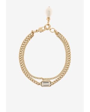 McQueen Crystal And Skull Chain Bracelet - White
