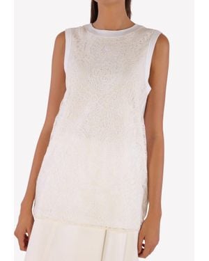 Vera Wang Sleeveless Lace Top - White