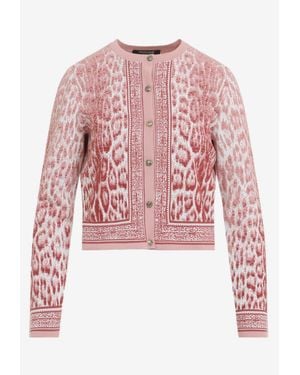 Roberto Cavalli Jaguar Print Knit Cardigan - Pink