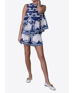 Borgo De Nor Alora Asymmetric Printed Top - Blue