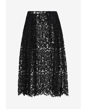 Fendi Macramé Lace Midi Skirt - Black