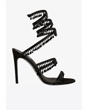 Rene Caovilla Chandelier 105 Crystal Wrap-Around Sandals - Black