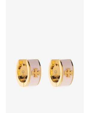 Tory Burch Kira Enamelled Hoop Earrings - Metallic