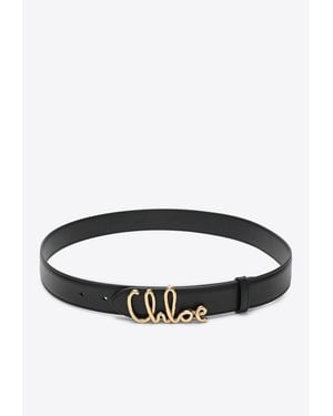 Chloé Iconic Logo Calfskin Belt - White