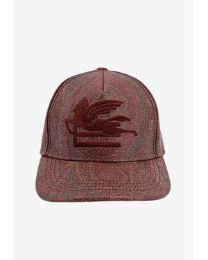 Etro Paisley Jacquard Pegaso Baseball Caps - Red