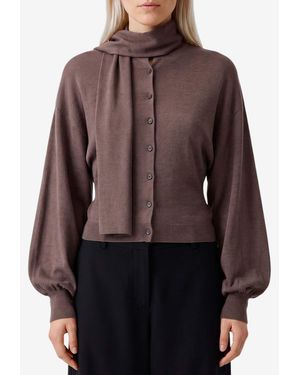 Jacquemus Losange Cardigan With Scarf - Brown