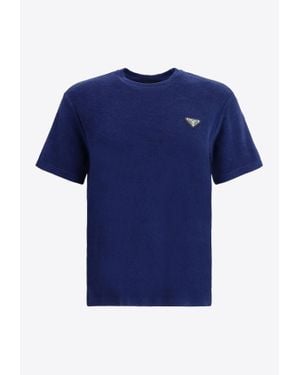 Prada Triangle Logo Crewneck T-Shirt - Blue