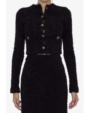 Balenciaga Cropped Buttoned Cardigan - Black