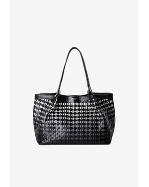 Serapian Small Secret Mosaico Leather Tote Bag - Black