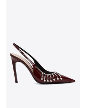 Gucci 105 Crystal Embellished Slingback Pumps - White