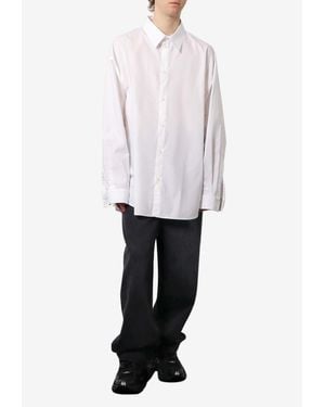Balenciaga Logo Embroidered Buttoned Shirt - White