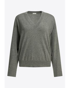 Brunello Cucinelli Cashmere V-Neck Sweater - Gray