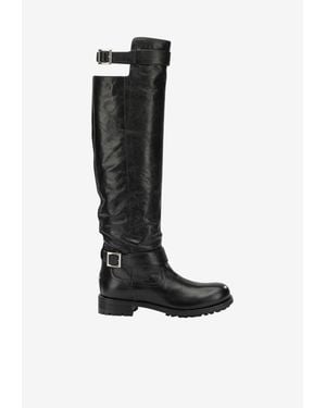 Jimmy Choo Biker Over-The-Knee Leather Boots - Black