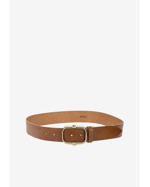 Isabel Marant Holis Leather Buckled Belt - White