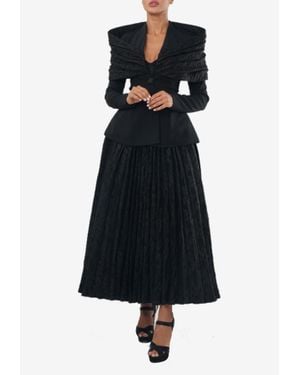 ZEENA ZAKI Pleated Maxi Dress With Jacket - Black