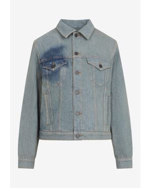 Jean Paul Gaultier Face Print Denim Jacket - Blue