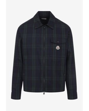 Moncler Checked Zip-Up Overshirt - Blue