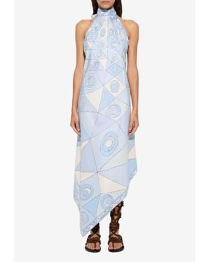 PUCCI Occhi Print Silk Midi Dress - Blue