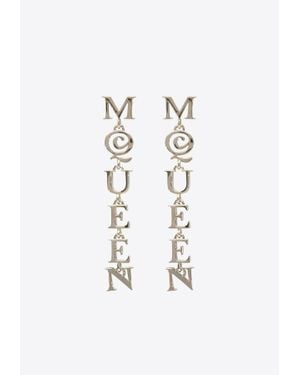 McQueen Logo Lettering Drop Earrings - White