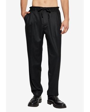 Dolce & Gabbana Drawstring Wool Pants - Black