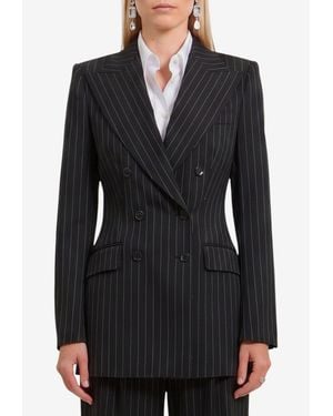 Dolce & Gabbana Double-Breasted Stripe Blazer - Black