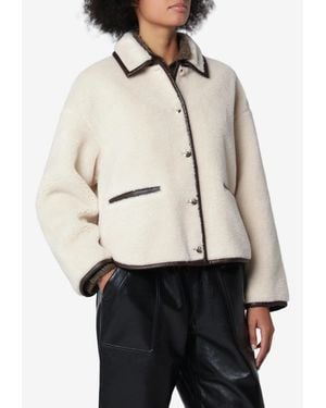 Anine Bing Camden Faux-Shearling Jacket With Leather Trims - Natural