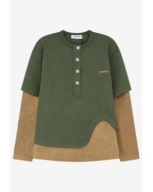 The Attico Embroidered Logo Layered Sweatshirt - Green