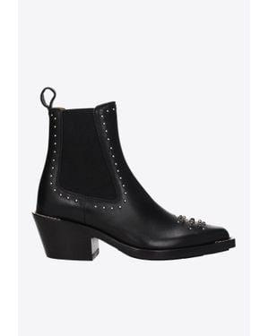 Chloé 60 Studded Leather Ankle Boots - Black
