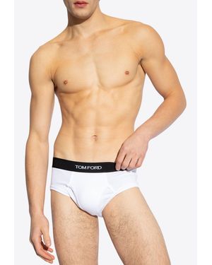 Tom Ford Logo Jacquard Briefs - White