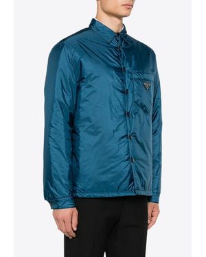 Prada Triangle Logo Padded Jacket - Blue