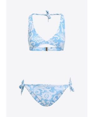 Etro Paisley Print Halterneck Bikini - Blue