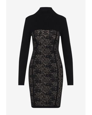 Elisabetta Franchi Lace Knit Mini Dress - Black