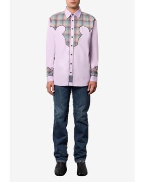 Maison Margiela Madras-Motif Inserts Shirt - Purple