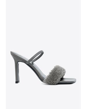 BY FAR Ada 100 Shearling Strap Sandals - White