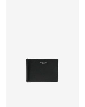 Saint Laurent Bi-Fold Leather Wallet - White