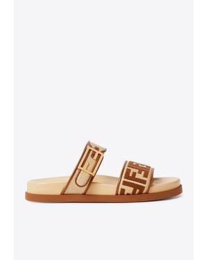 Fendi Feel Monogram Slides - White