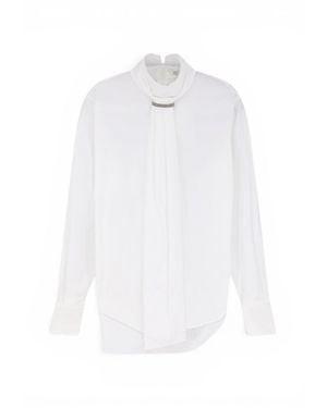 Brunello Cucinelli Long-Sleeved Blouse With Scarf - White
