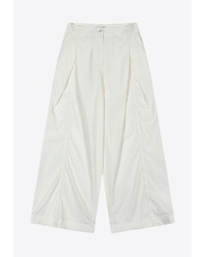 Low Classic Pleated Wide-Leg Pants - White