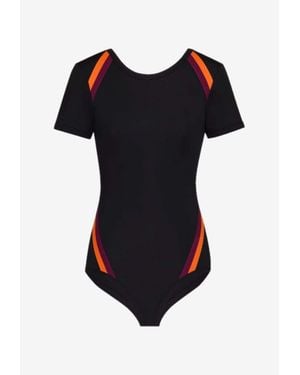 Saint Laurent Knit Striped Bodysuit - Black