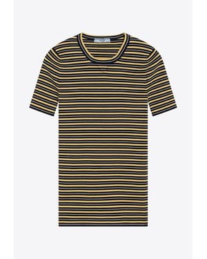 Prada Striped Crewneck T-Shirt - Green