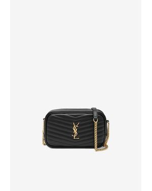 Saint Laurent Mini Lou Quilted Leather Crossbody Bag - White