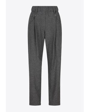 Brunello Cucinelli Signature Jewel Straight-Leg Trousers - Grey