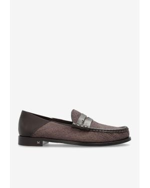 Max Mara Strawloafer Leather Inserts Penny Loafers - White