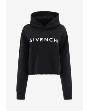Givenchy Logo Print Hooded Sweatshirt - Black