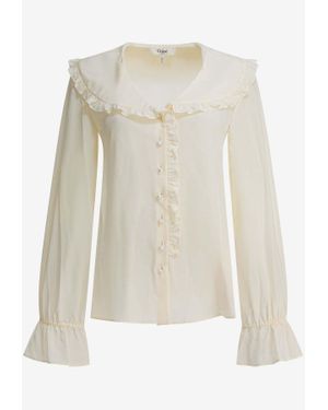Chloé Ruffled Silk Blouse - White