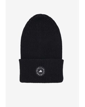 adidas By Stella McCartney Logo Patch Ribbed Beanie - Blue