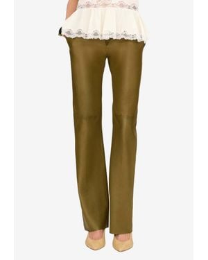 Chloé Straight-Leg Leather Pants - Green