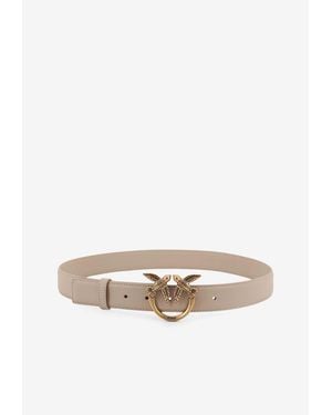 Pinko Love Birds Leather Belt - White