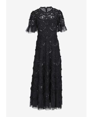 Needle & Thread Carmen Ruffled Ankle Gown - Black